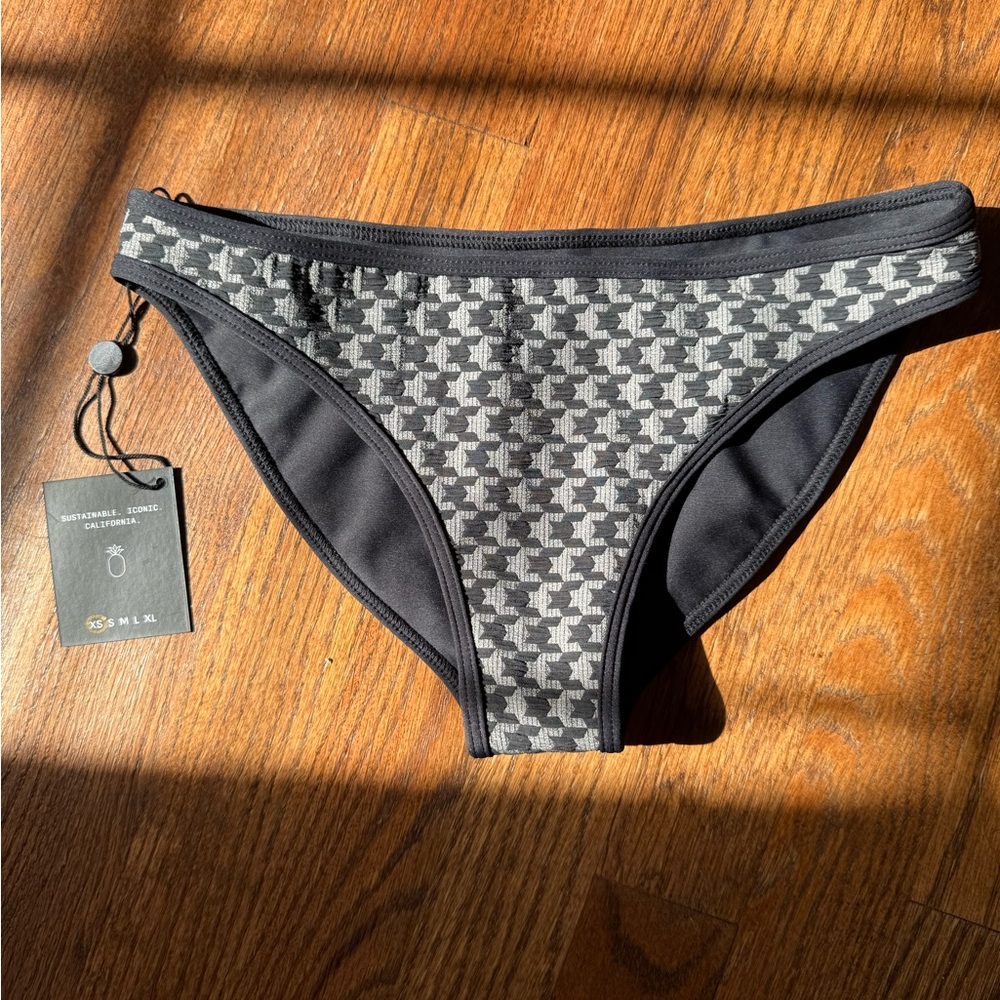 Skatie x Cara Loren “Zicatela Cheryl” Black and Gray Houndstooth Bikini Bottom